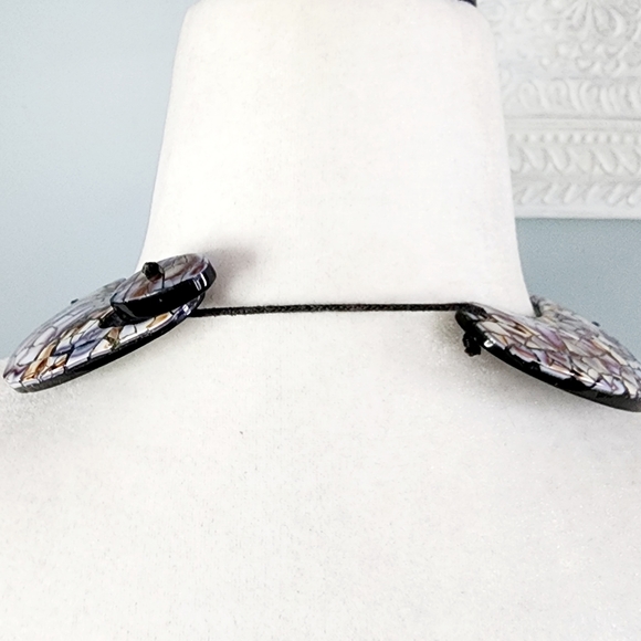 Statement Purple, Cream & Blue Abalone Shell Necklace - Picture 5 of 7